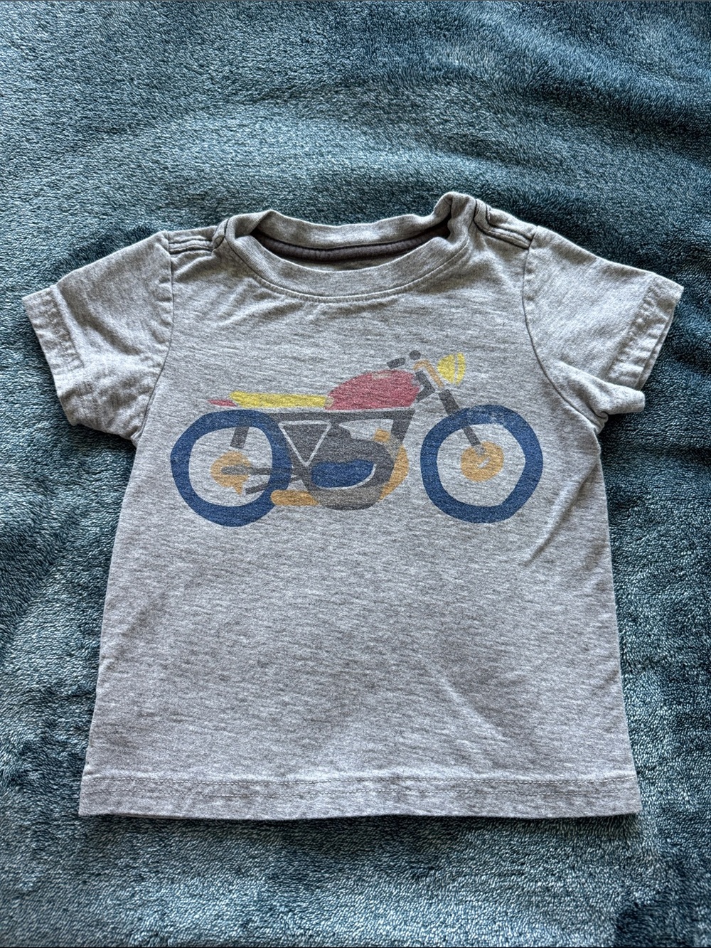 Tea Collection Heather Gray Tee with Colorful Motorcycle Graphic